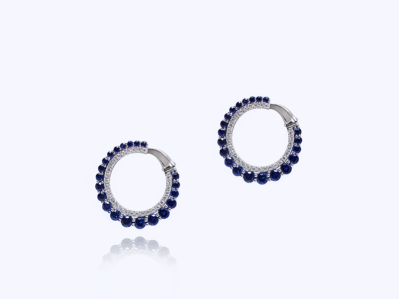 藍寶石C型造型耳環